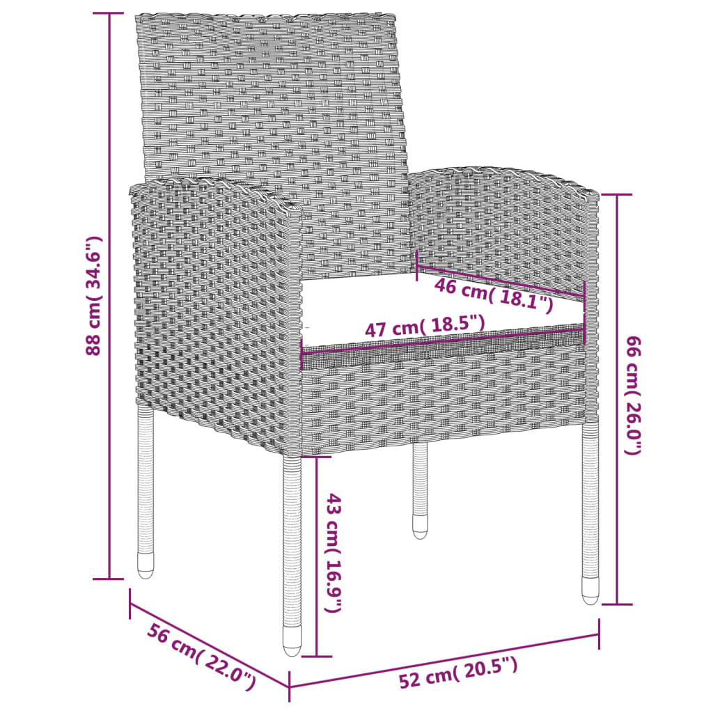 vidaXL 3 Piece Garden Dining Set Anthracite