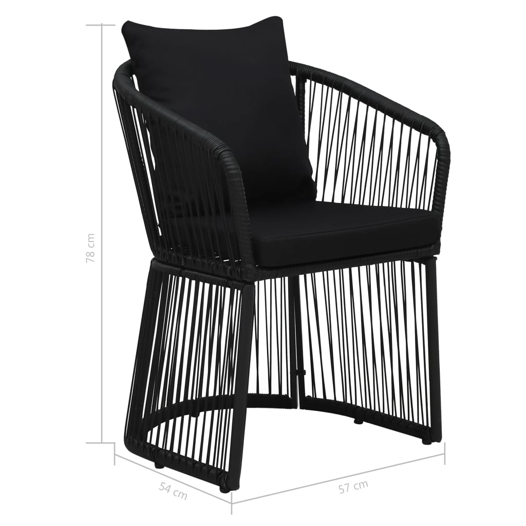 vidaXL Garden Chairs 2 pcs with Cushions and Pillows PVC Rattan Black