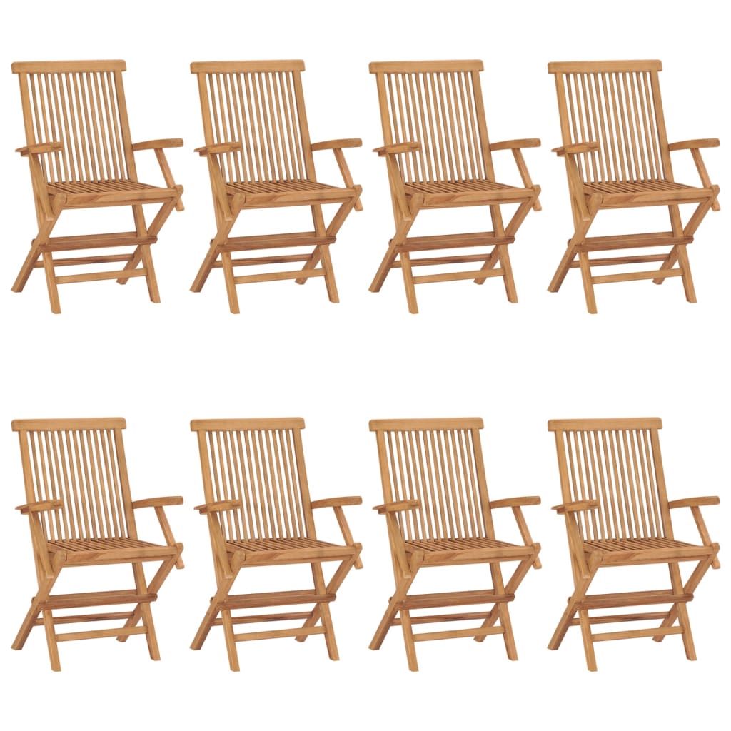 vidaXL Garden Chairs with Red Cushions 8 pcs Solid Teak Wood
