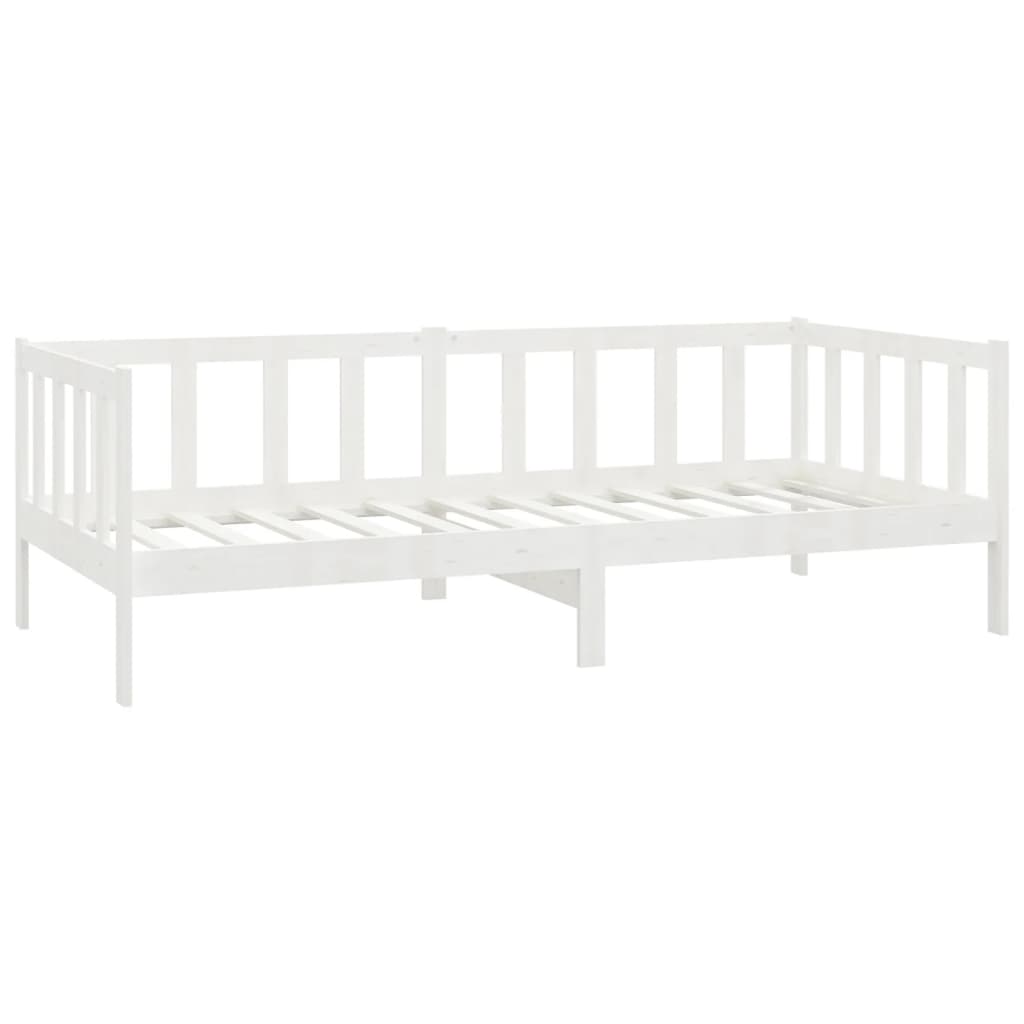 vidaXL Day Bed with Mattress 90x200 cm White Solid Wood Pine