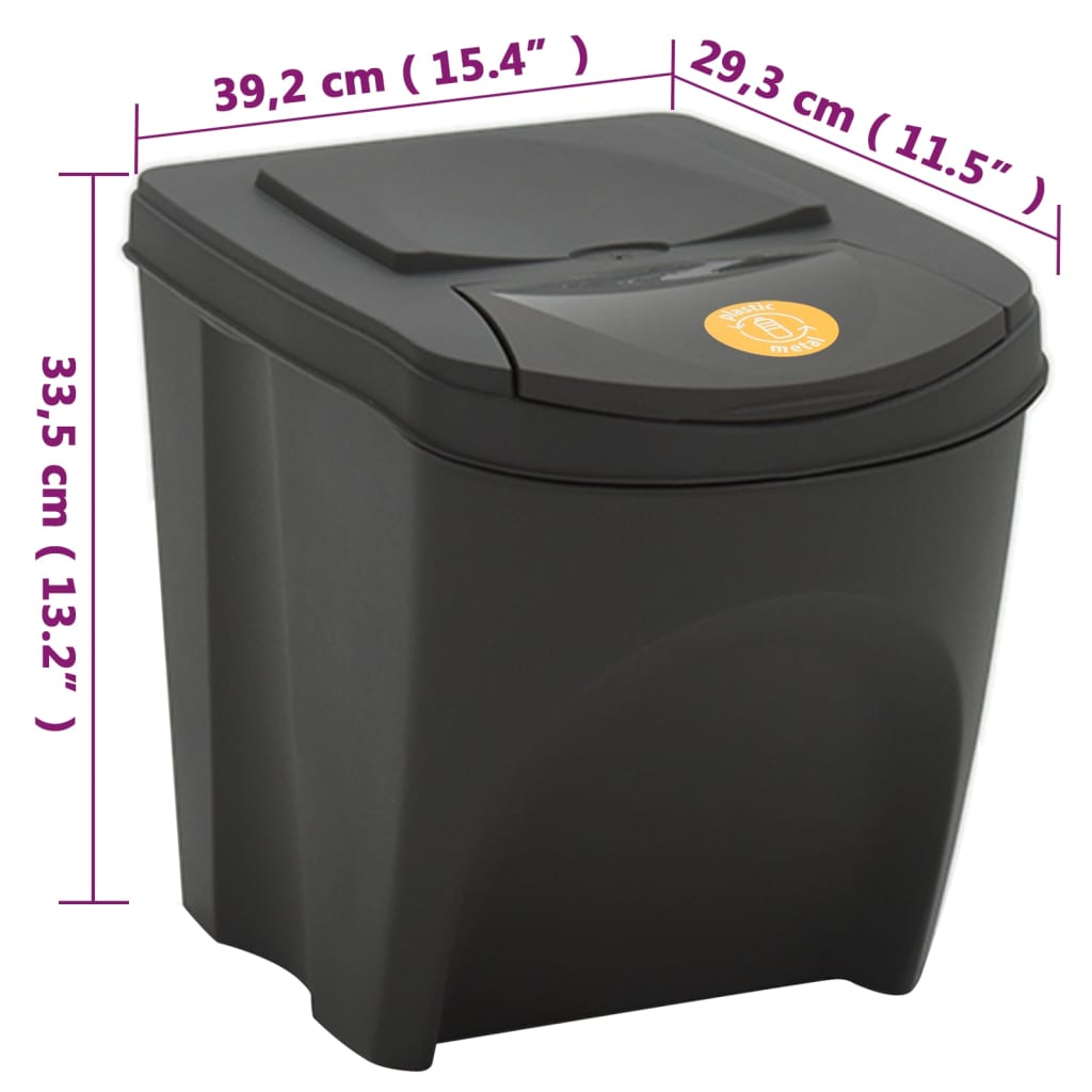 vidaXL Stackable Garbage Bin Boxes 4 pcs Grey 100 L Polypropylene