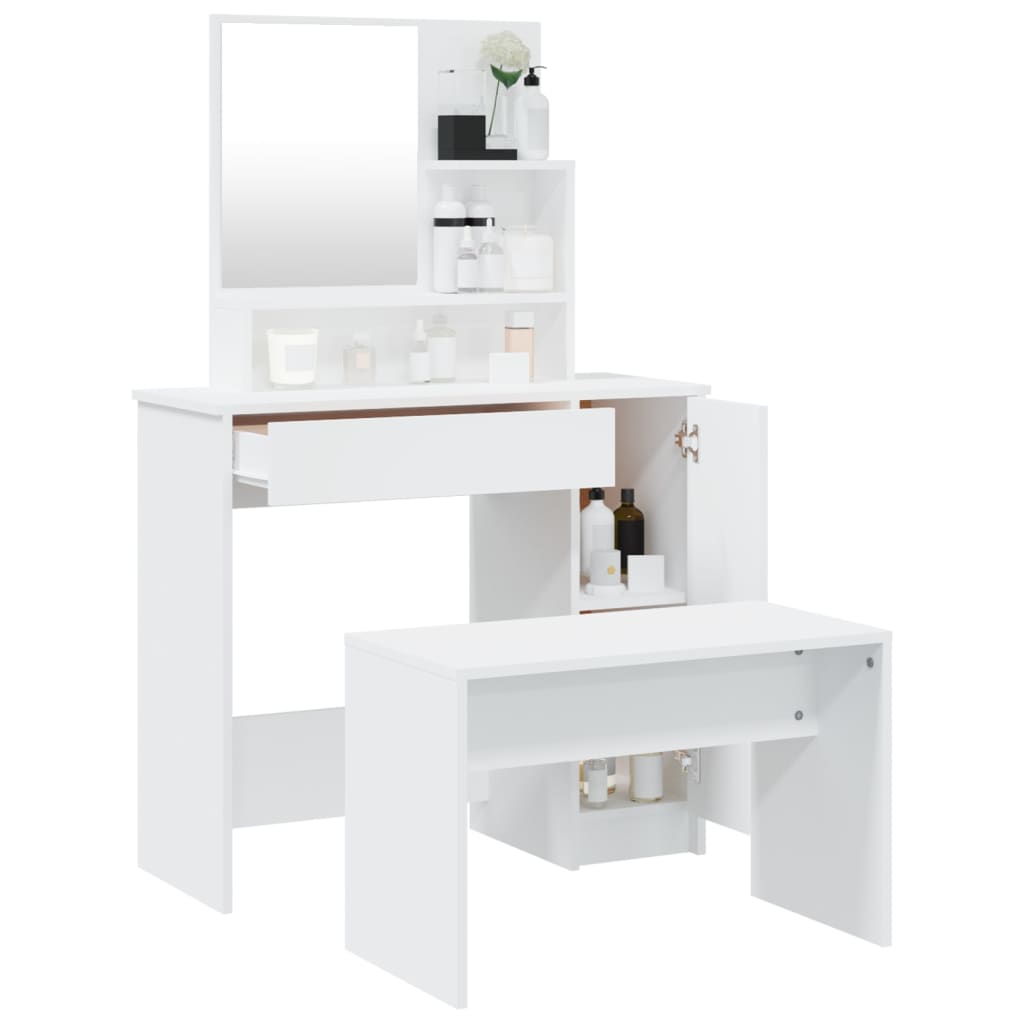 vidaXL Dressing Table Set White 86.5x35x136 cm
