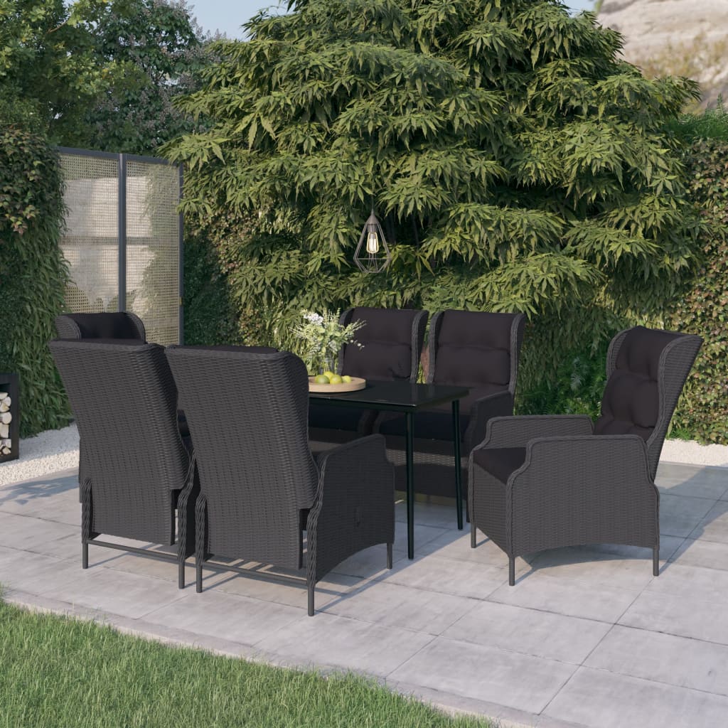 vidaXL 7 Piece Garden Dining Set Dark Grey