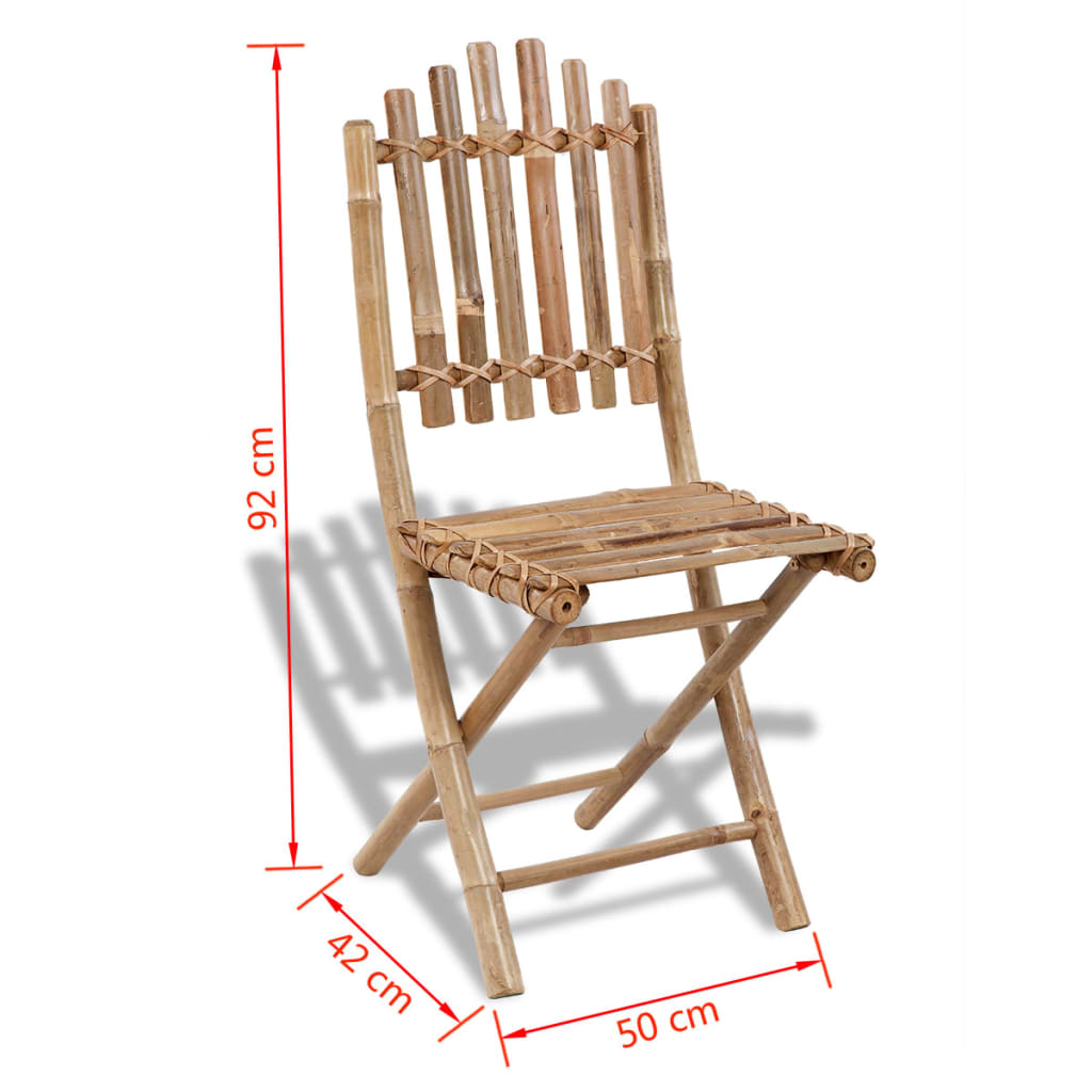 vidaXL Folding Garden Chairs 2 pcs Bamboo
