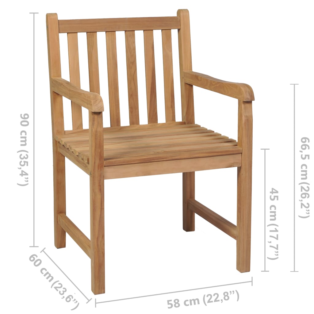 vidaXL Garden Chairs 6 pcs with Cream White Cushions Solid Teak Wood