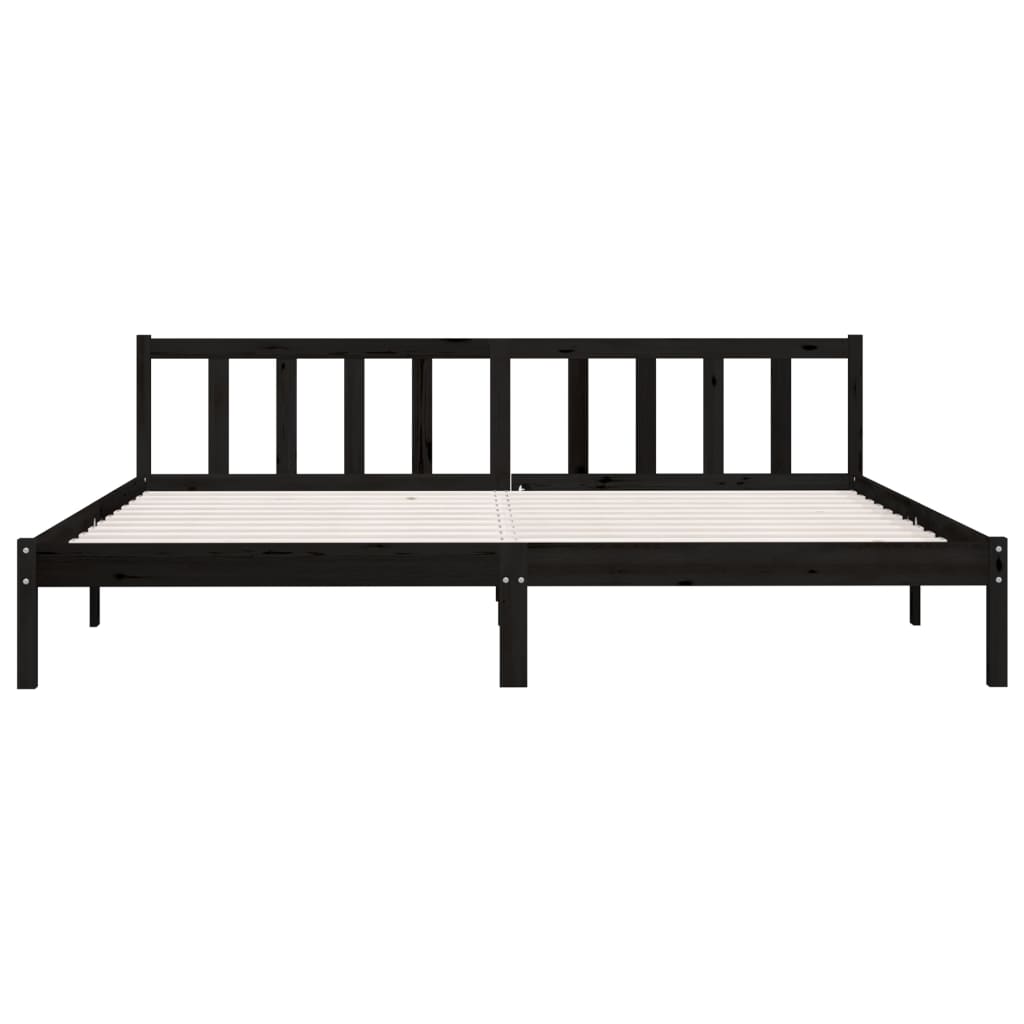 vidaXL Bed Frame without Mattress Black Solid Wood 200x200 cm