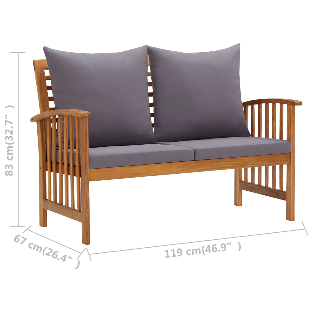 vidaXL 3 Piece Garden Lounge Set with Cushions Solid Acacia Wood (310261+310264)