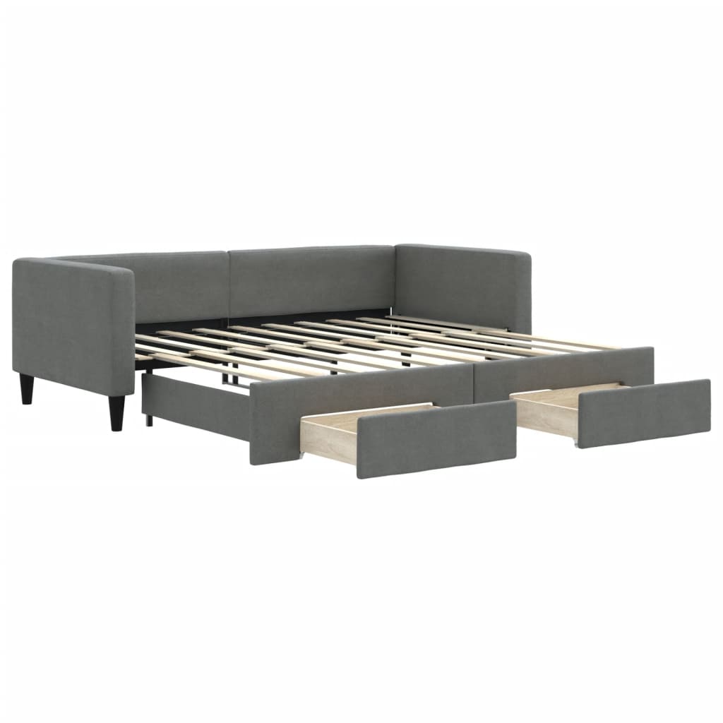 vidaXL Daybed with Trundle&Drawers without Mattress Dark Grey 90x190cm