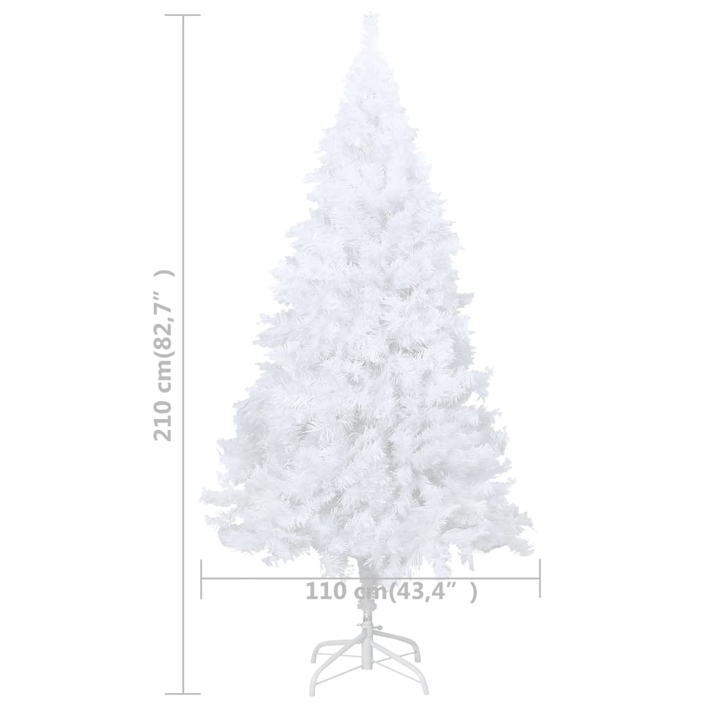 vidaXL Artificial Pre-lit Christmas Tree with Thick Branches White 210 cm