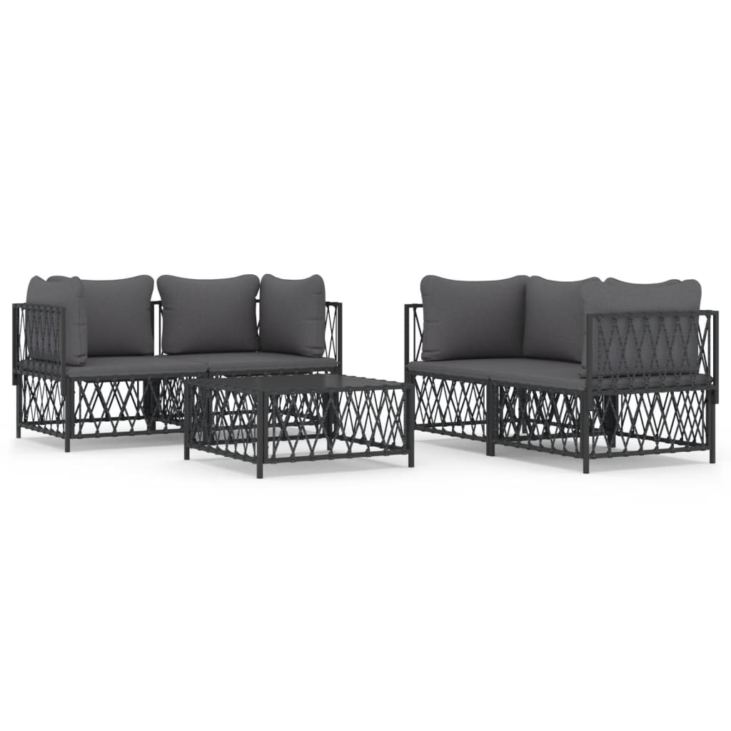 vidaXL 5 Piece Garden Lounge Set with Cushions Anthracite Steel