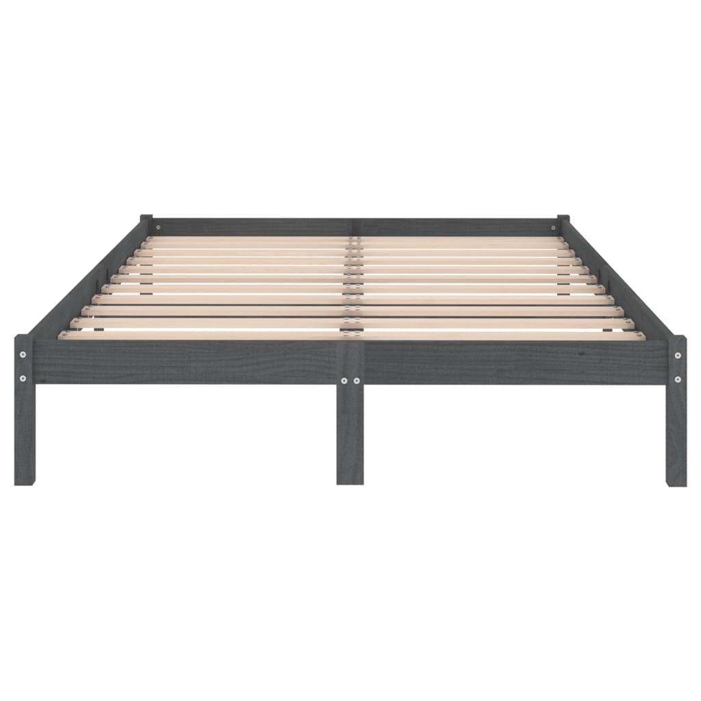 vidaXL Bed Frame without Mattress Grey Solid Wood Super King Size