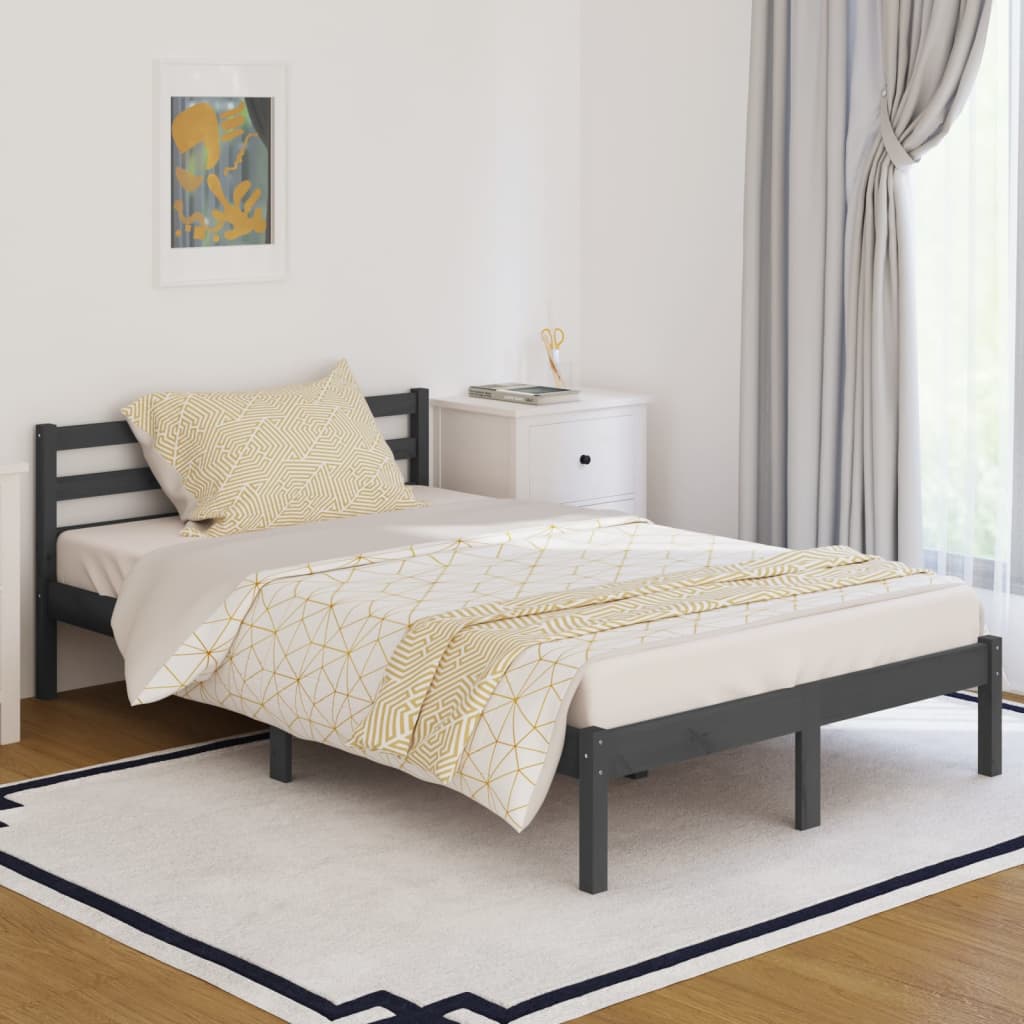 vidaXL Bed Frame without Mattress Solid Wood Pine 120x200 cm Grey