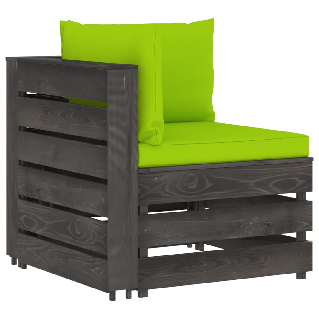 vidaXL 10 Piece Garden Lounge Set with Cushions Grey Impregnated Wood
