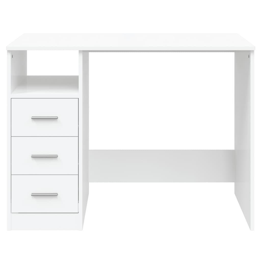 vidaXL Desk with Drawers White 102x50x76 cm Engineered Wood