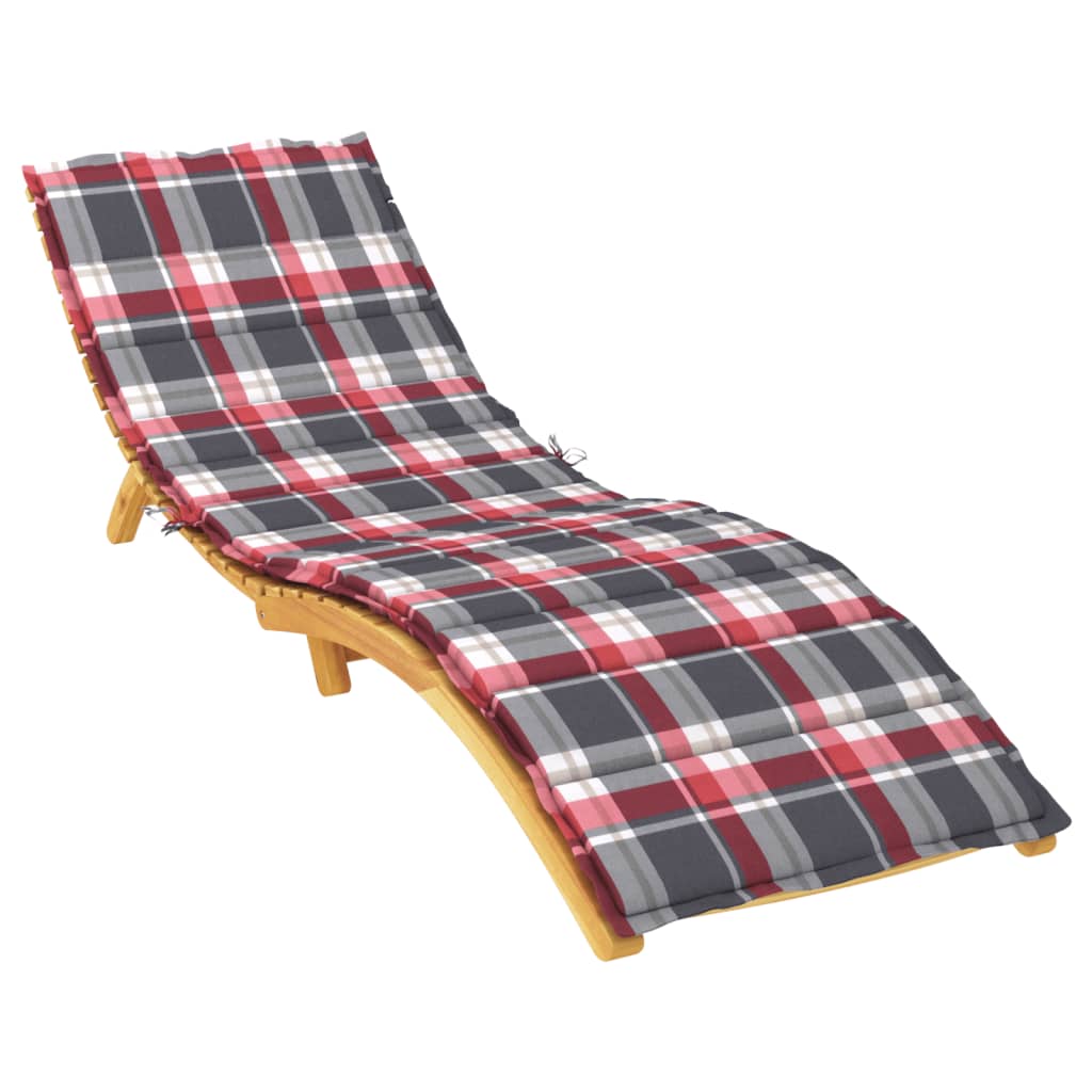 vidaXL Sun Lounger Cushion Red Check Pattern 200x60x3cm Oxford Fabric