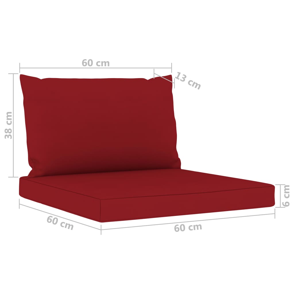 vidaXL 4-Seater Garden Sofa with Wine Red Cushions