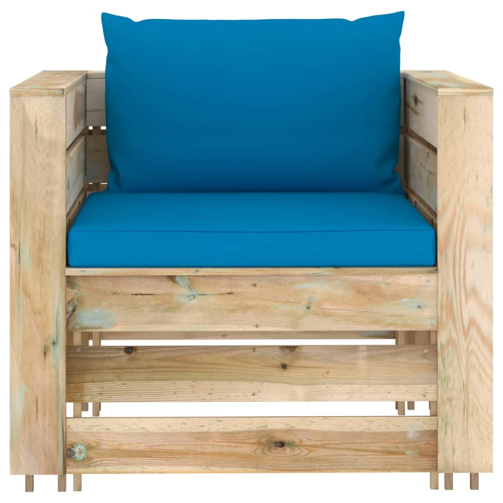 vidaXL 2 Piece Garden Lounge Set with Cushions Green Impregnated Wood