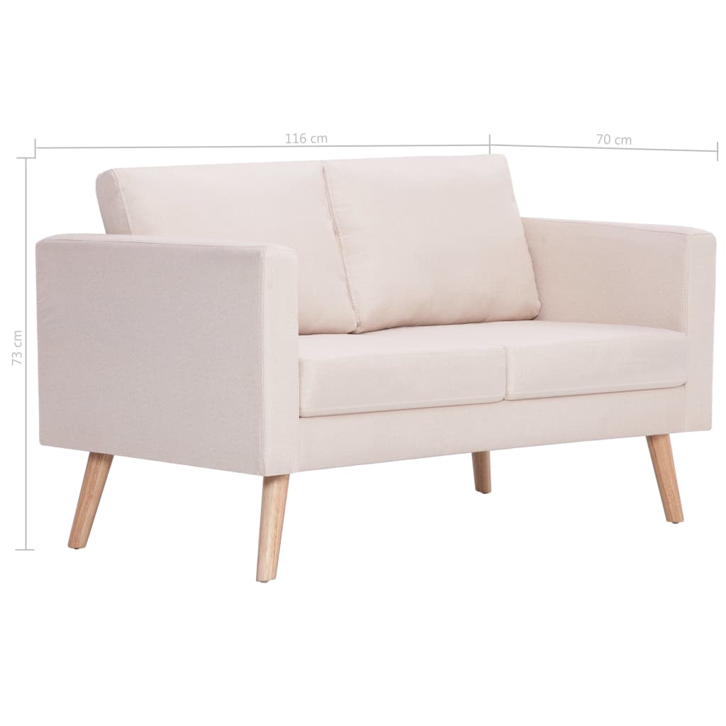 vidaXL 2-Seater Sofa Fabric Cream | vidaXL.ae