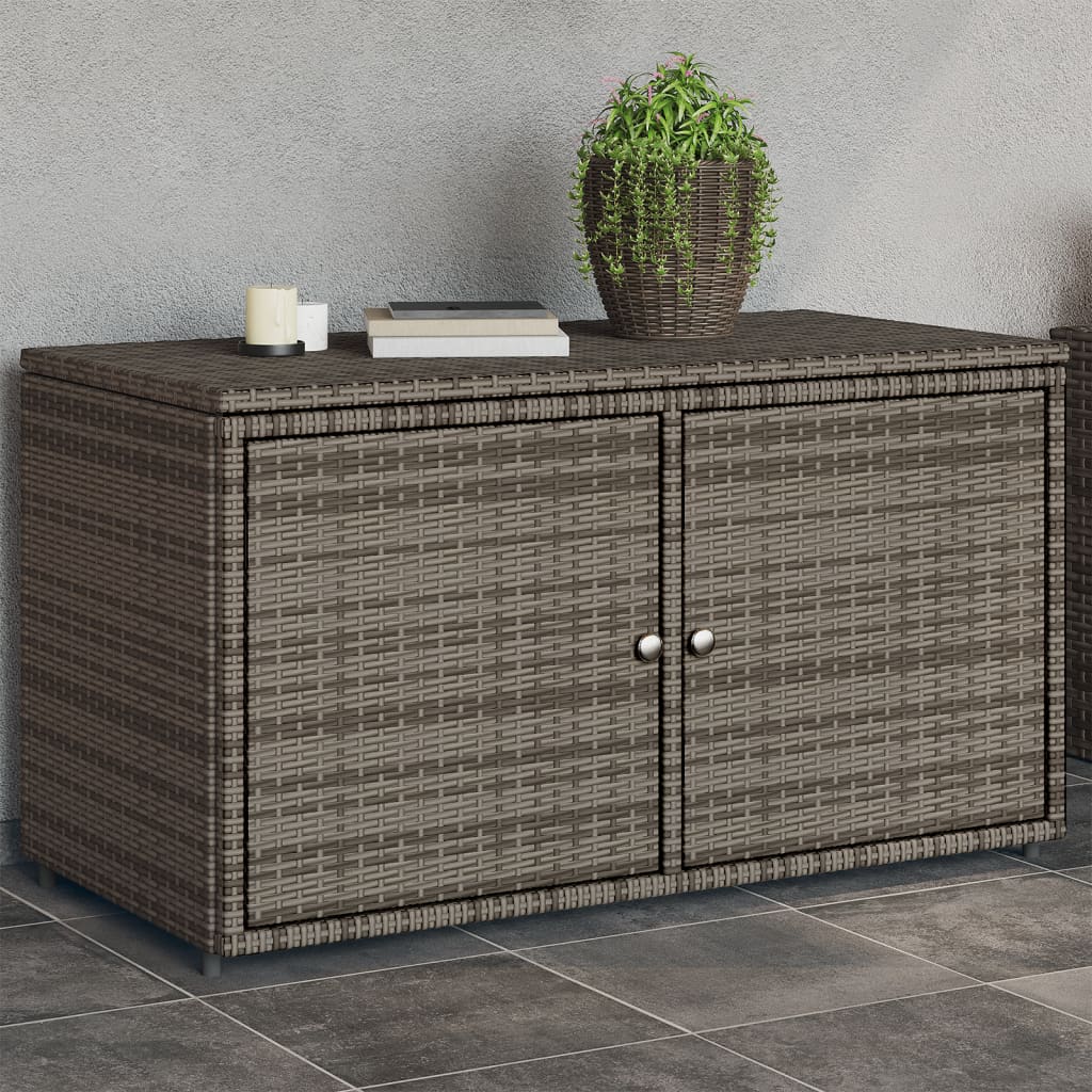 vidaXL Garden Storage Cabinet Grey 110x55x60.5 cm Poly Rattan