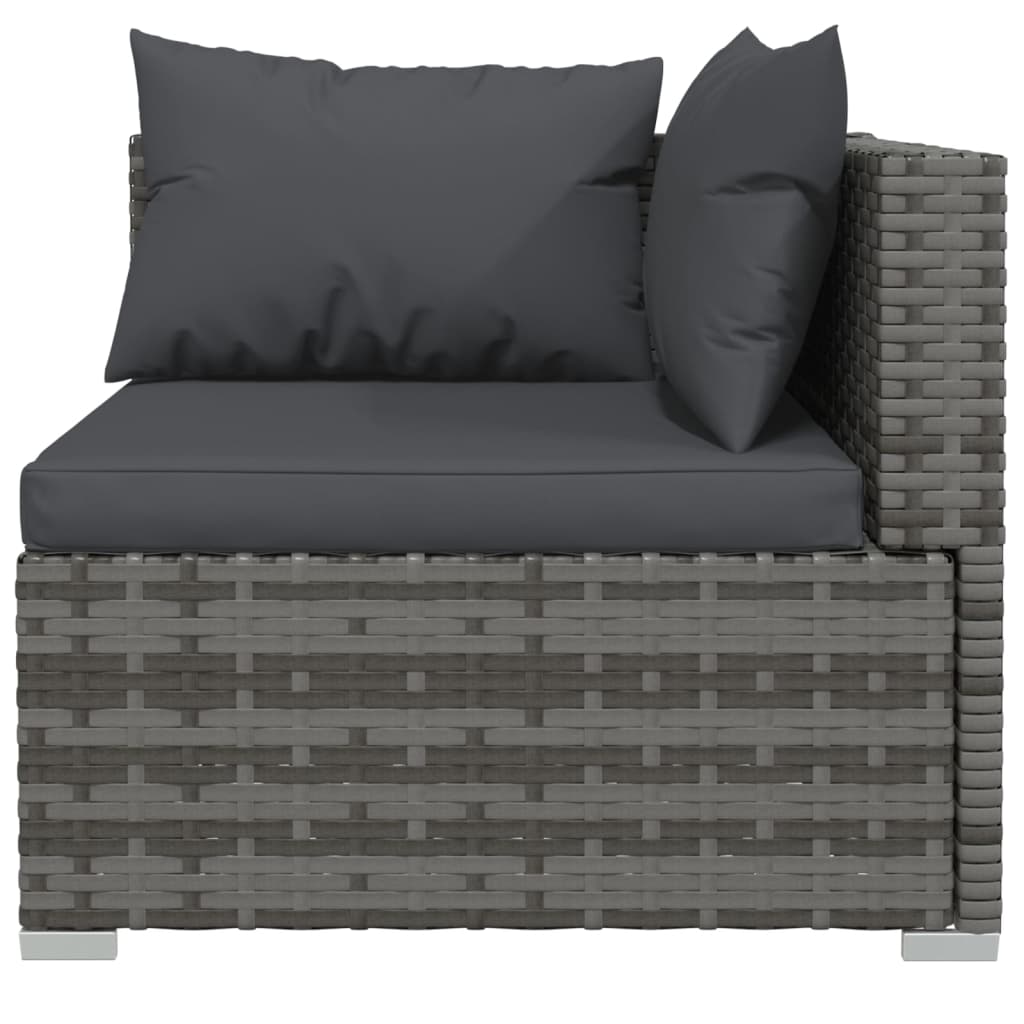 vidaXL 3-Seater Sofa with Cushions Grey Poly Rattan