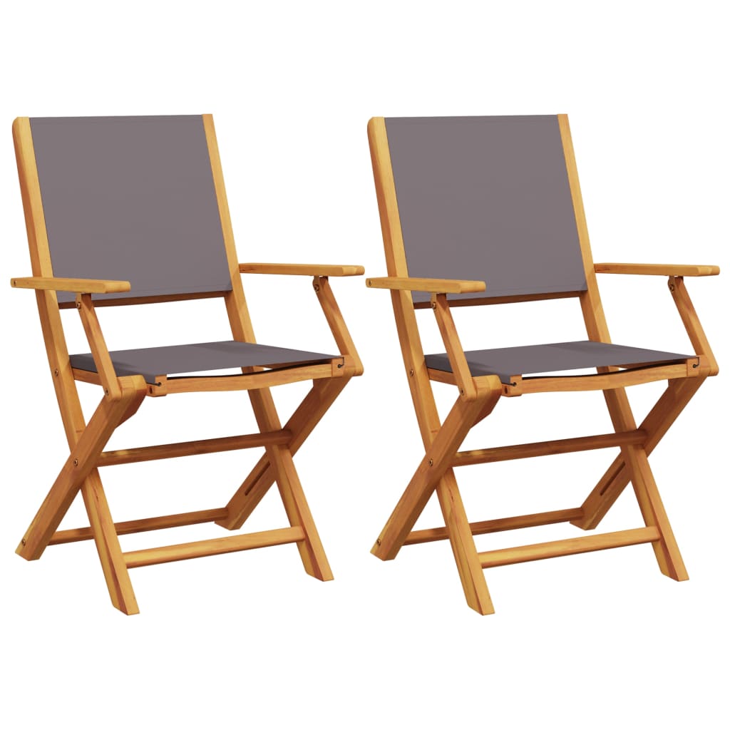 vidaXL Garden Chairs 2 pcs Anthracite Solid Wood Acacia and Fabric