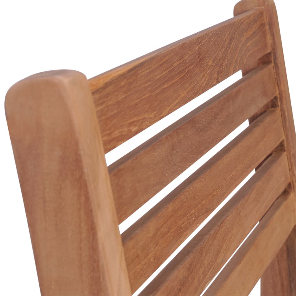 vidaXL Garden Chairs 4 pcs Red Check Pattern Cushions Solid Teak Wood