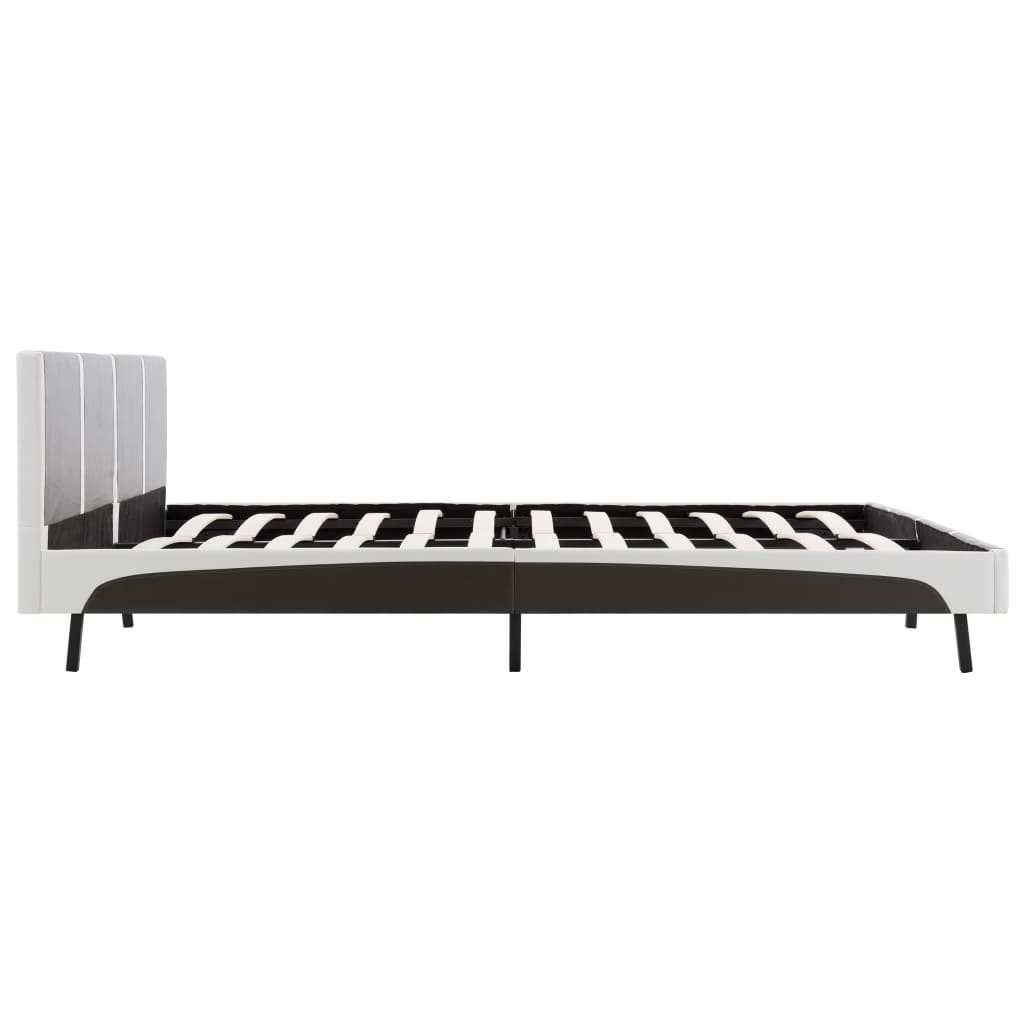 vidaXL Bed Frame without Mattress Grey&White Faux Leather 180x200 cm Super King