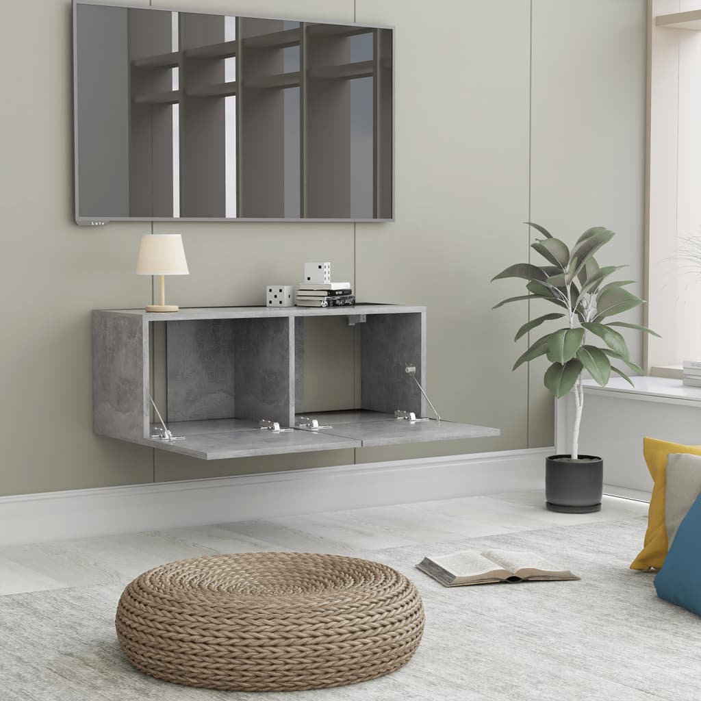 vidaXL TV Cabinet Concrete Grey 80x30x30 cm Engineered Wood