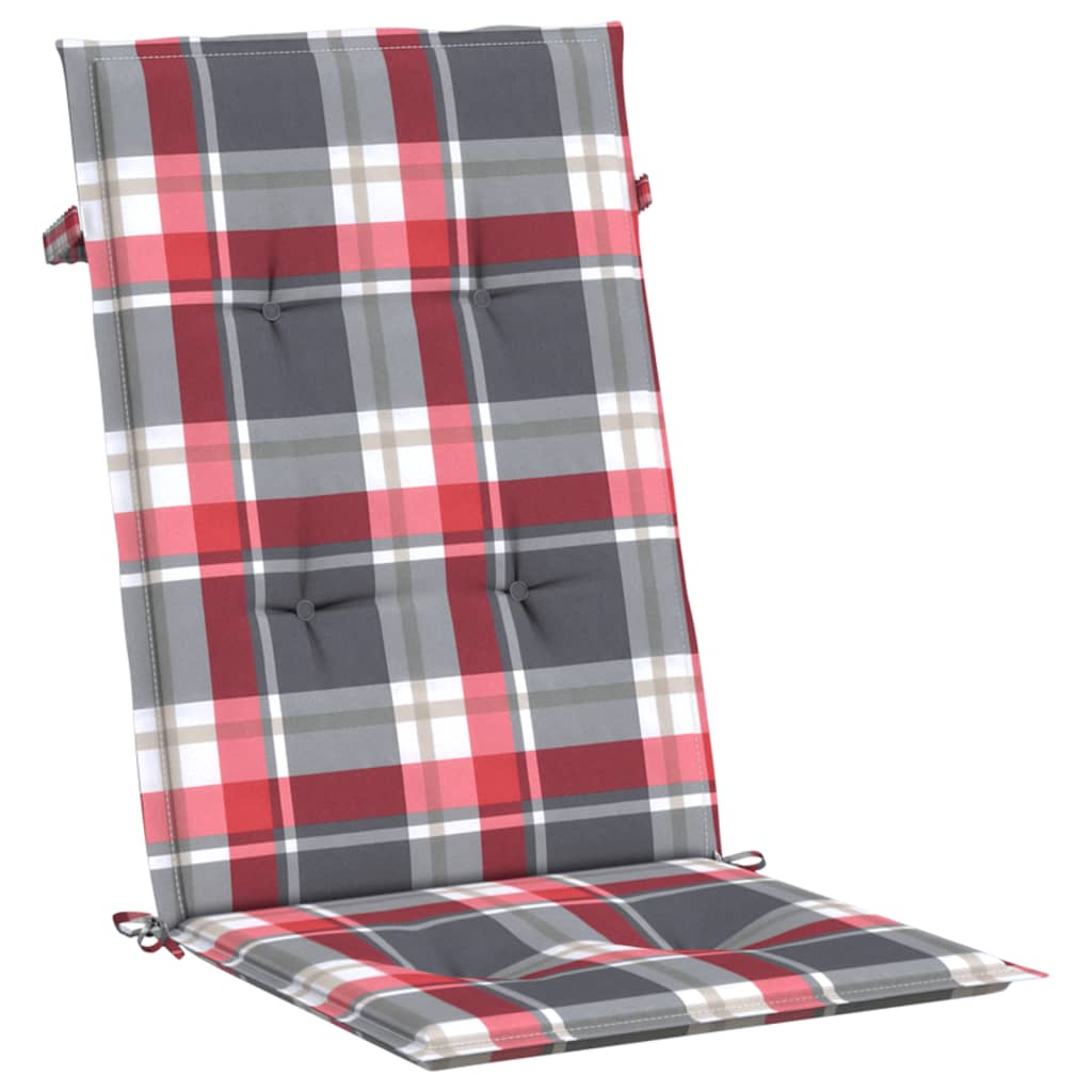 vidaXL Garden Highback Chair Cushions 4 pcs Red Check Pattern 120x50x3 cm Fabric