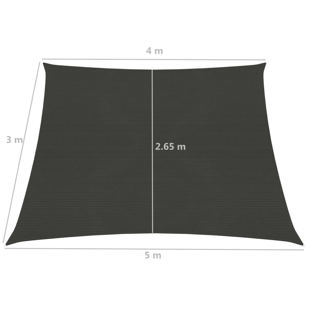 vidaXL Sunshade Sail 160 g/m² Anthracite 4/5x3 m HDPE