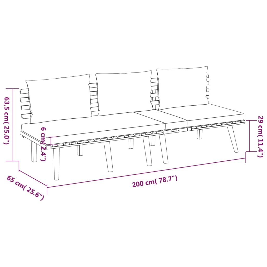 vidaXL 4 Piece Garden Lounge Set with Cushions Solid Wood Acacia