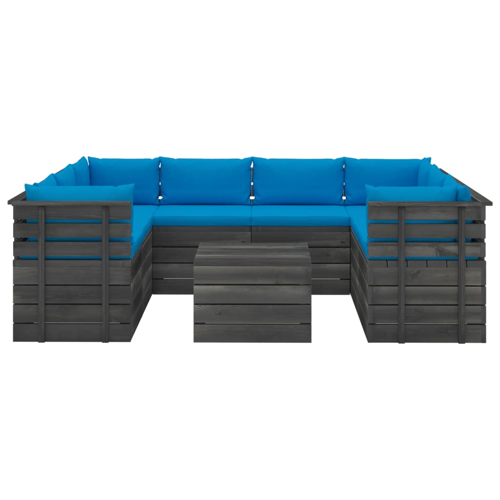 vidaXL 9 Piece Garden Pallet Lounge Set with Cushions Solid Pinewood