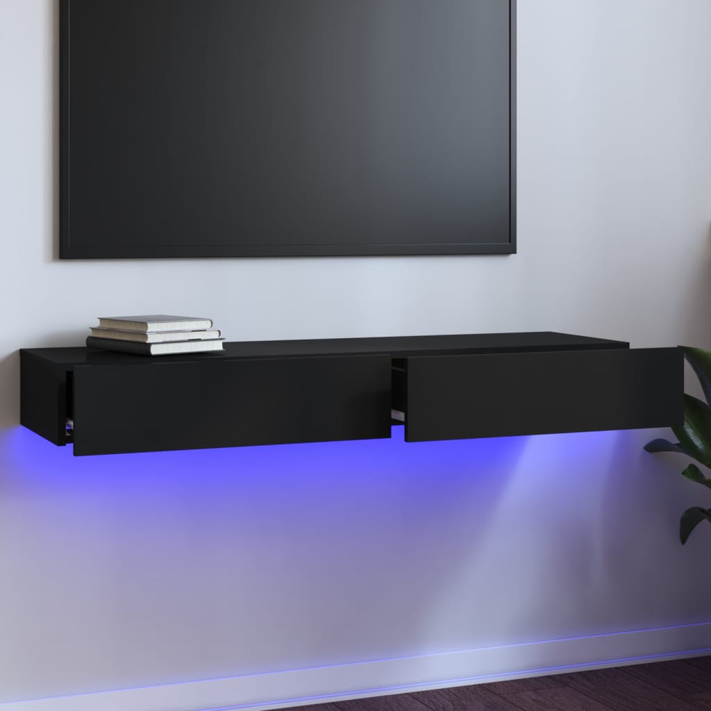 vidaXL TV Cabinet with LED Lights Black 120x35x15.5 cm