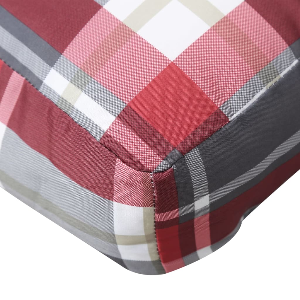 vidaXL Pallet Cushion Red Check Pattern 80x80x12 cm Fabric