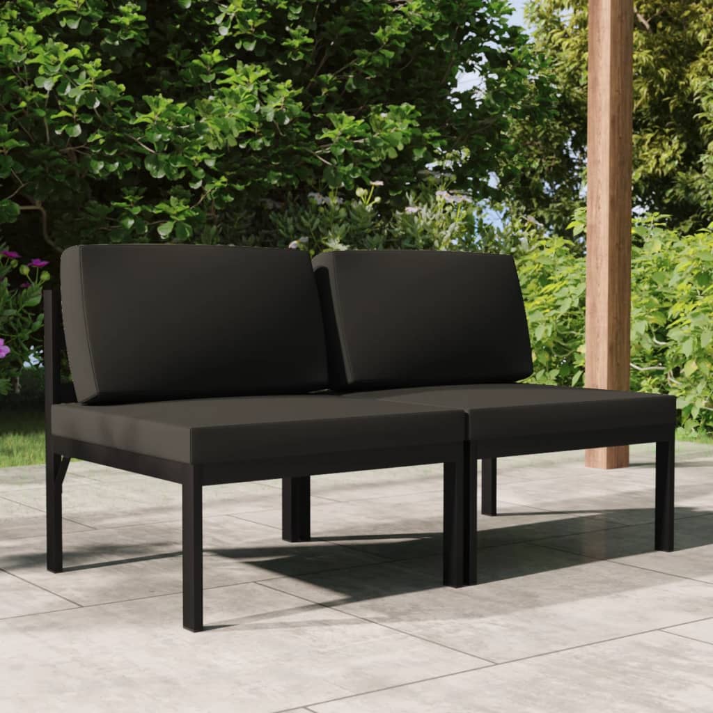 vidaXL 2-Seater Garden Sofa with Cushions Aluminium Anthracite