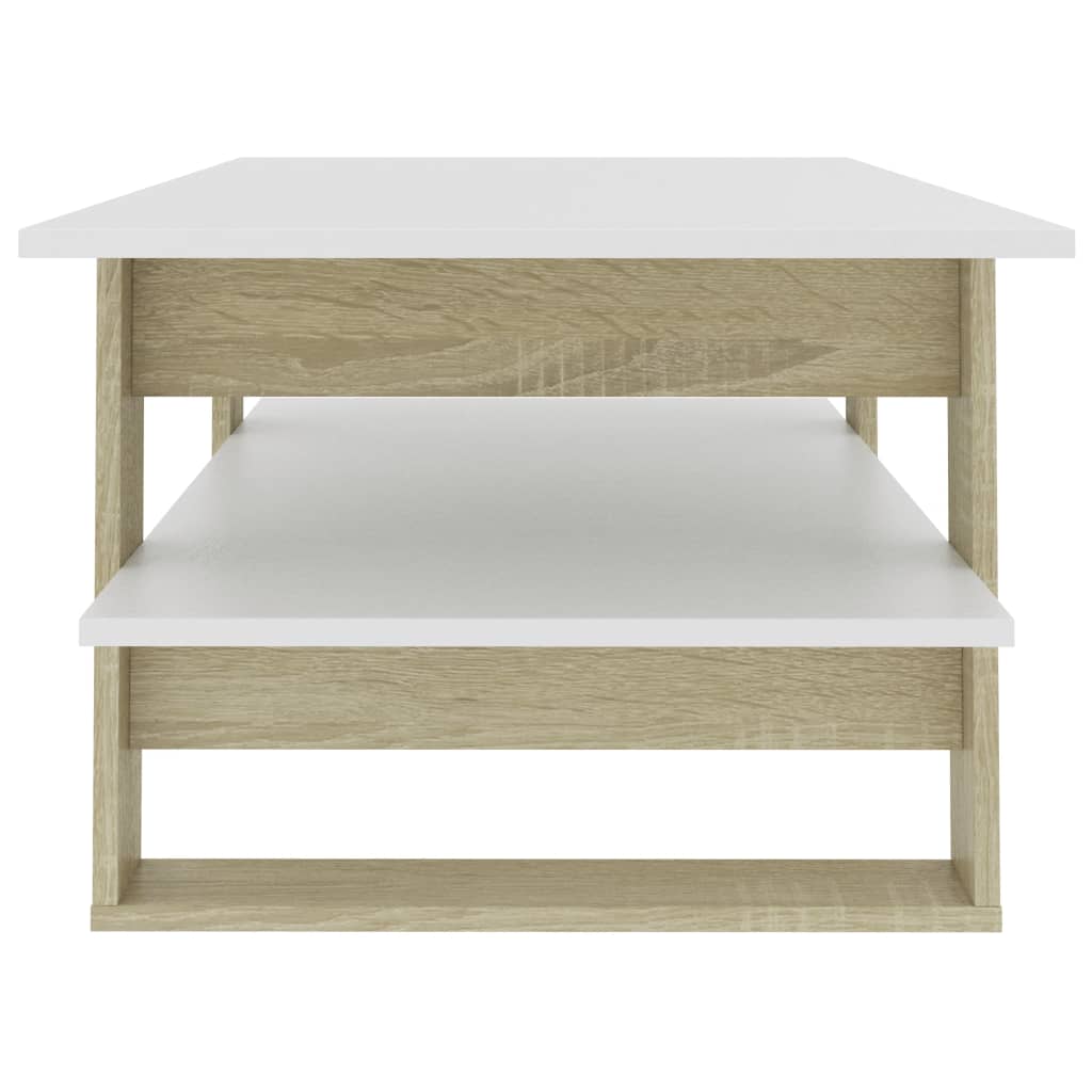 vidaXL Coffee Table White and Sonoma Oak 110x55x42 cm Engineered Wood