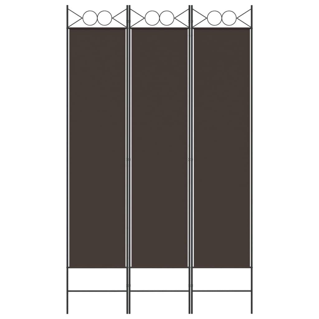 vidaXL 3-Panel Room Divider Brown 120x200 cm Fabric