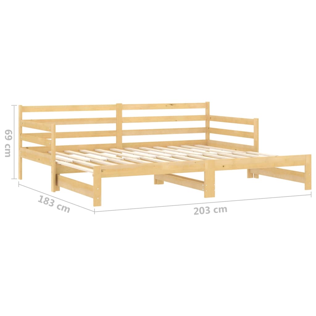 vidaXL Pull-out Day Bed Solid Pinewood 2x
