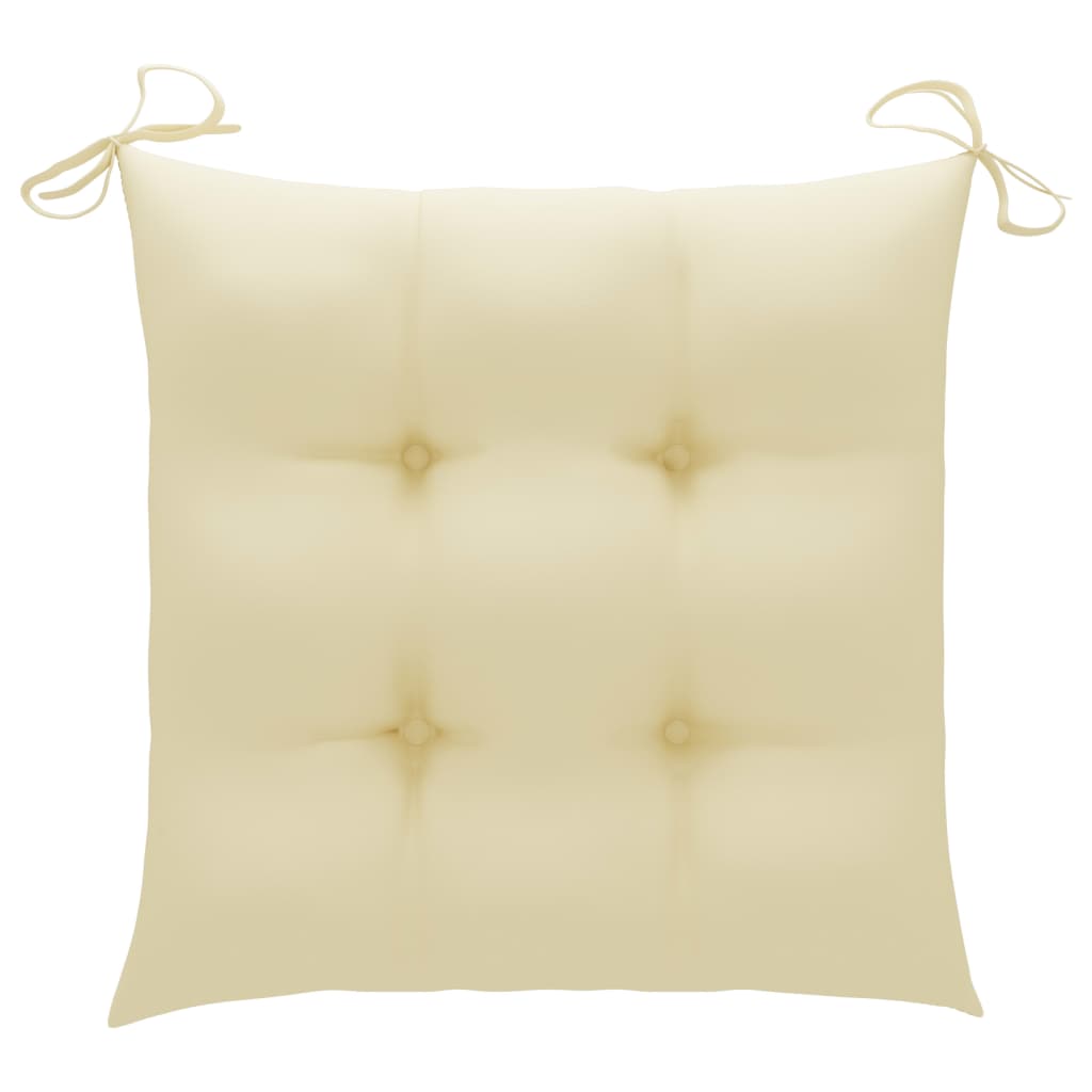 vidaXL Garden Chairs with Cream White Cushions 6 pcs Solid Teak Wood