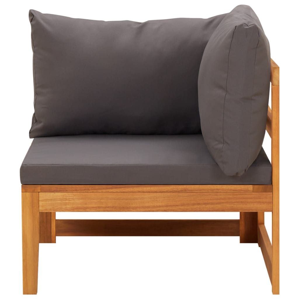 vidaXL 2 Piece Garden Lounge Set with Dark Grey Cushions Acacia Wood