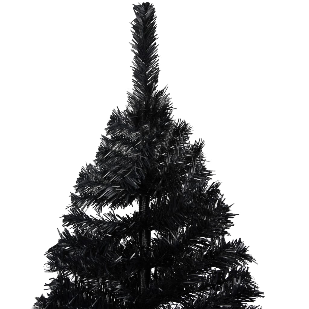 vidaXL Artificial Pre-lit Christmas Tree with Stand Black 180 cm PVC