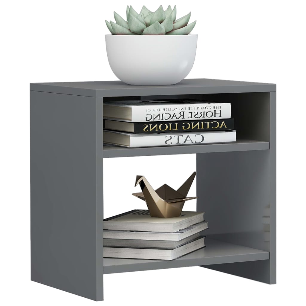 vidaXL Bedside Cabinet High Gloss Grey 40x30x40 cm Engineered Wood