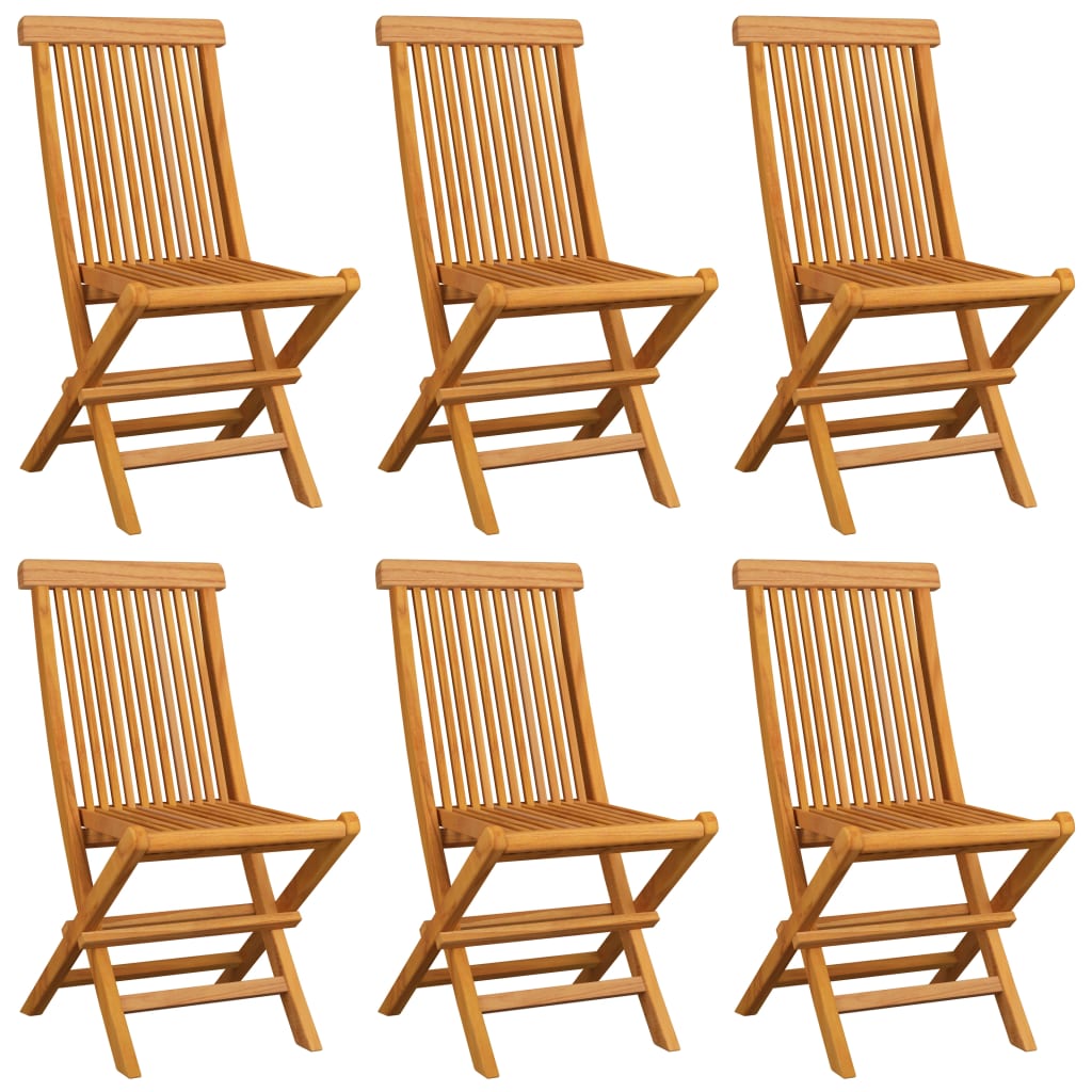 vidaXL Garden Chairs with Anthracite Cushions 6 pcs Solid Teak Wood