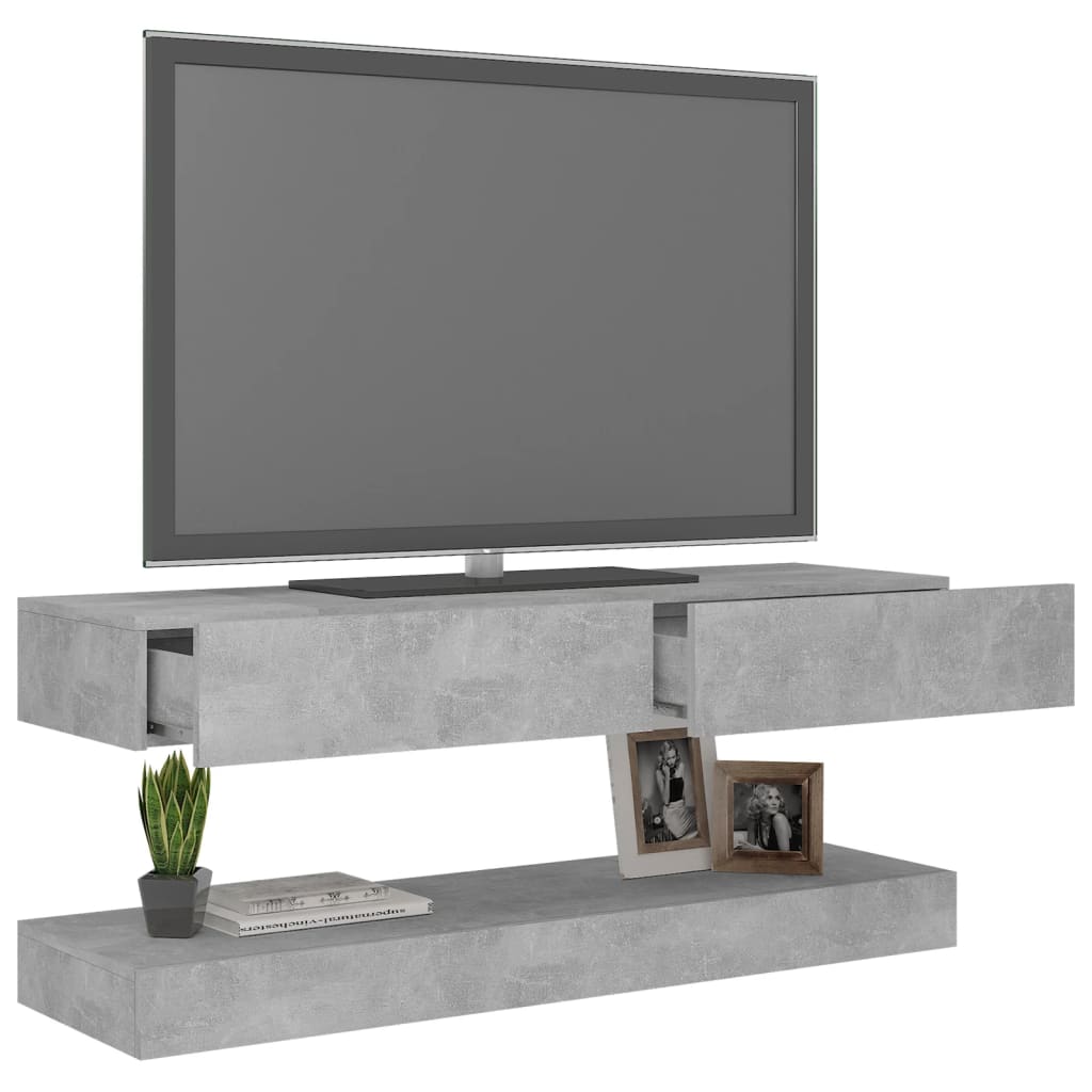 vidaXL TV Cabinet with LED Lights Concrete Grey 120x35 cm