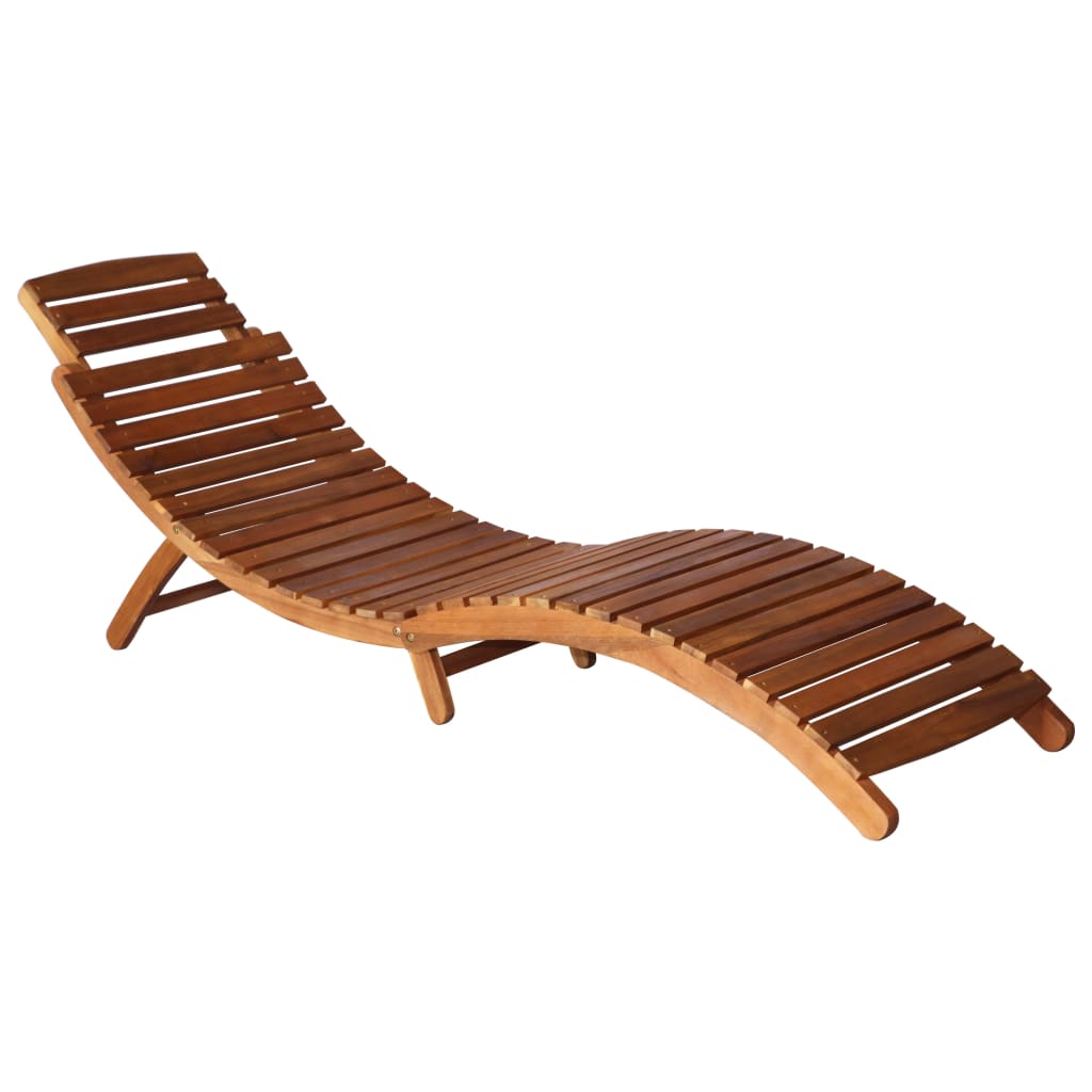 vidaXL Garden Sun Lounger with Table and Cushion Solid Wood Acacia