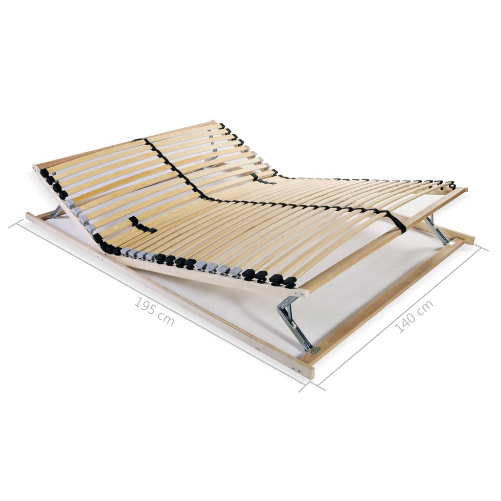 vidaXL Slatted Bed Base without Mattress with 28 Slats 7 Zones 140x200 cm