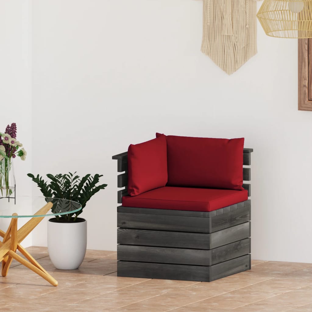 vidaXL Garden Pallet Corner Sofa with Cushions Pinewood