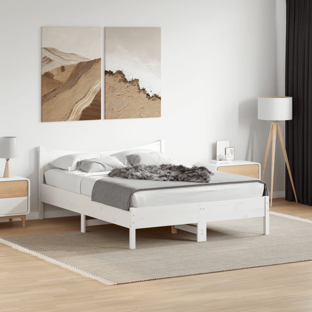 vidaXL Bed Frame without Mattress White 120x190 cm Small Double Solid Wood Pine