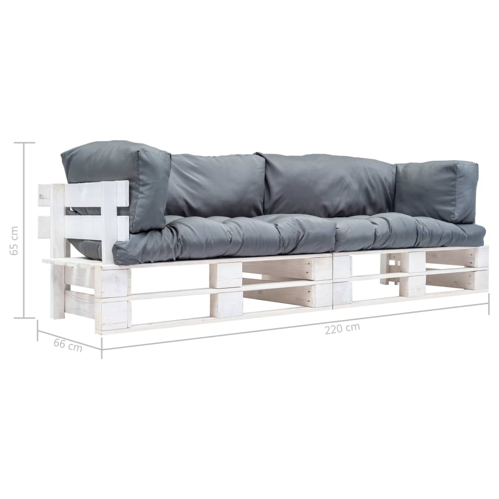 vidaXL 2 Piece Garden Pallet Sofa Set with Grey Cushions Pinewood