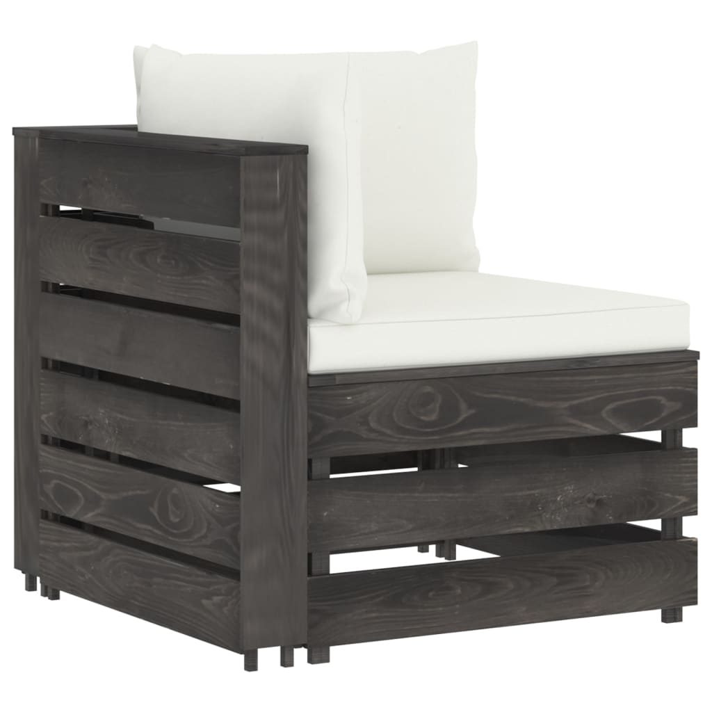 vidaXL 9 Piece Garden Lounge Set with Cushions Grey Impregnated Wood